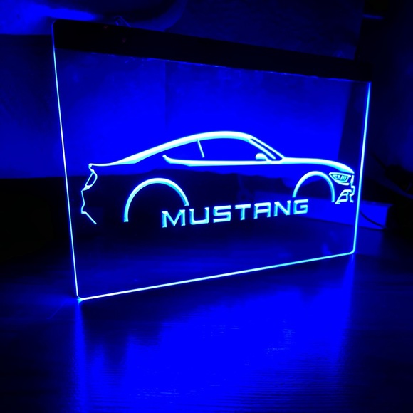 FORD MUSTANG LED NEON BLUE LIGHT SIGN 8x12 - Picture 3 of 3